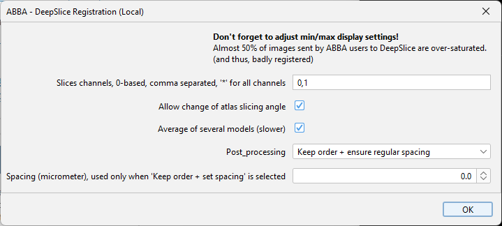 ABBA DeepSlice options