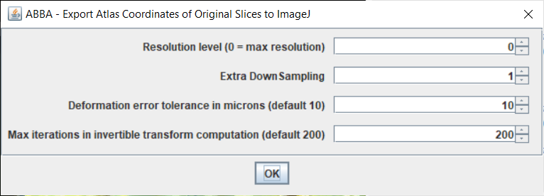 Export atlas coordinates image