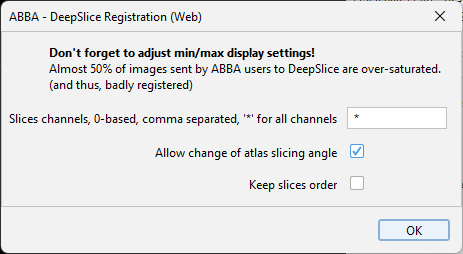 ABBA DeepSlice options