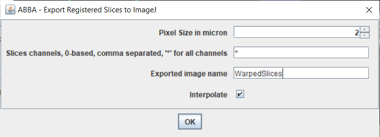 Exporting slices options